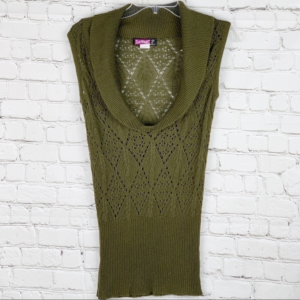 EUC-SAY What? Shawl Collar Lightweight Knit Top SM
